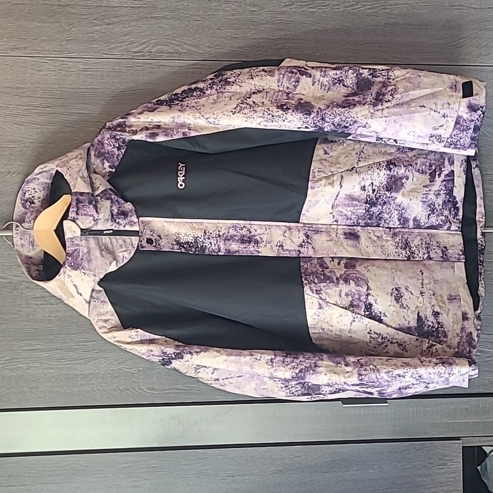 Oakley Black and Purple Marble Print Hooded Jacket